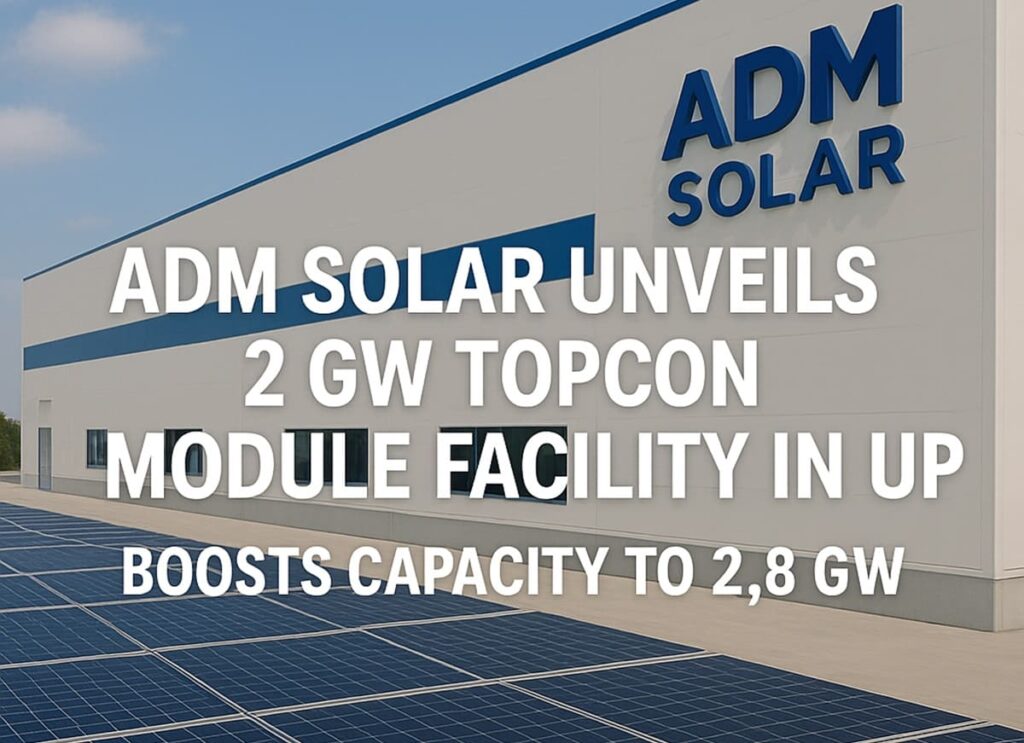 ADM Solar TOPCon Module Facility in UP : ADM Solar Unveils 2 GW TOPCon Module Facility in UP, Boosts Capacity to 2.8 GW. ADM Solar TOPCon Module Facility in UP