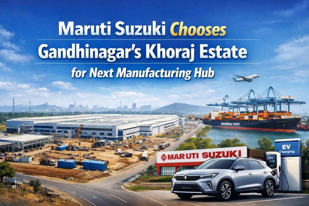 Maruti Suzuki Chooses Gandhinagar’s Khoraj Estate for Next Manufacturing Hub. Maruti Suzuki Chooses Gandhinagar’s Khoraj Estate for Next Manufacturing Hub