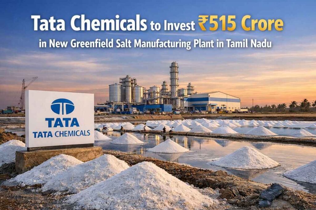 Tata Chemicals to Invest ₹515 Crore in New Greenfield Salt Manufacturing Plant in Tamil Nadu.