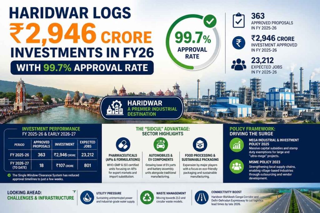 Haridwar Logs ₹2,946 Crore Investments in FY26 with 99.7% Approval Rate.