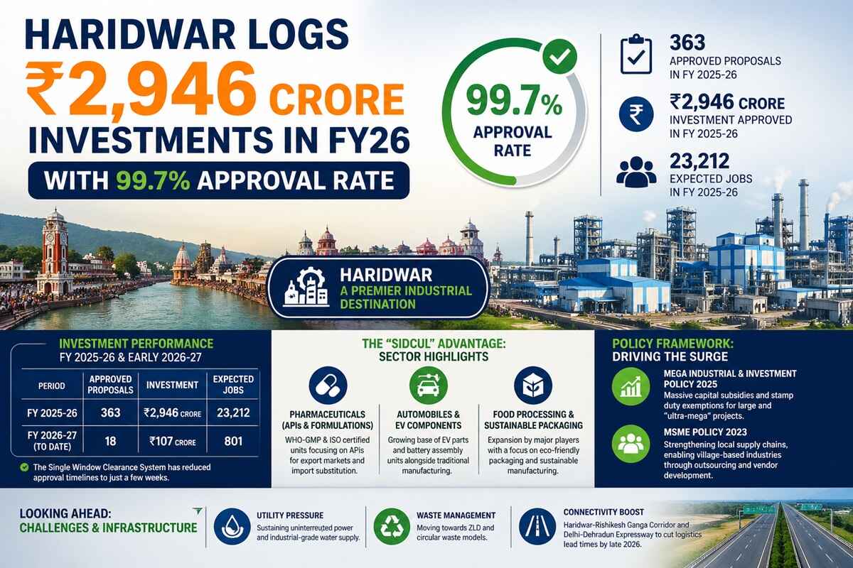 Haridwar Logs ₹2,946 Crore Investments in FY26 with 99.7% Approval Rate.