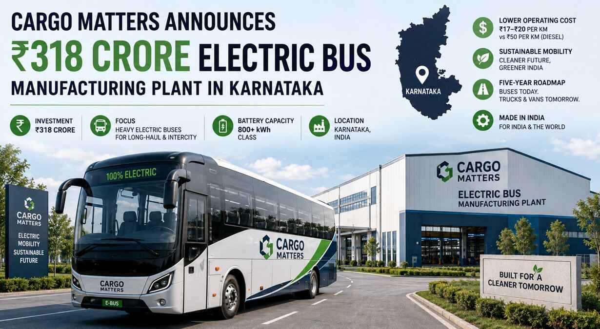 Cargo Matters Announces ₹318 Crore Electric Bus Manufacturing Plant in Karnataka.