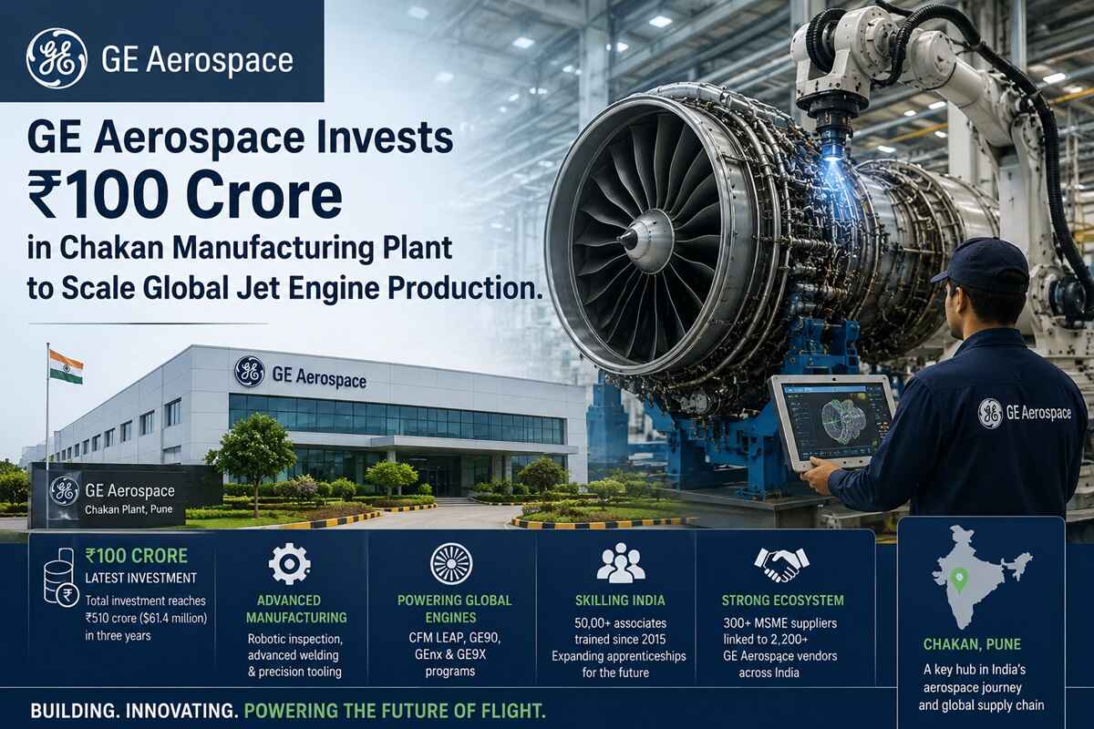 GE Aerospace Invests ₹100 Crore in Chakan Manufacturing Plant to Scale Global Jet Engine Production.