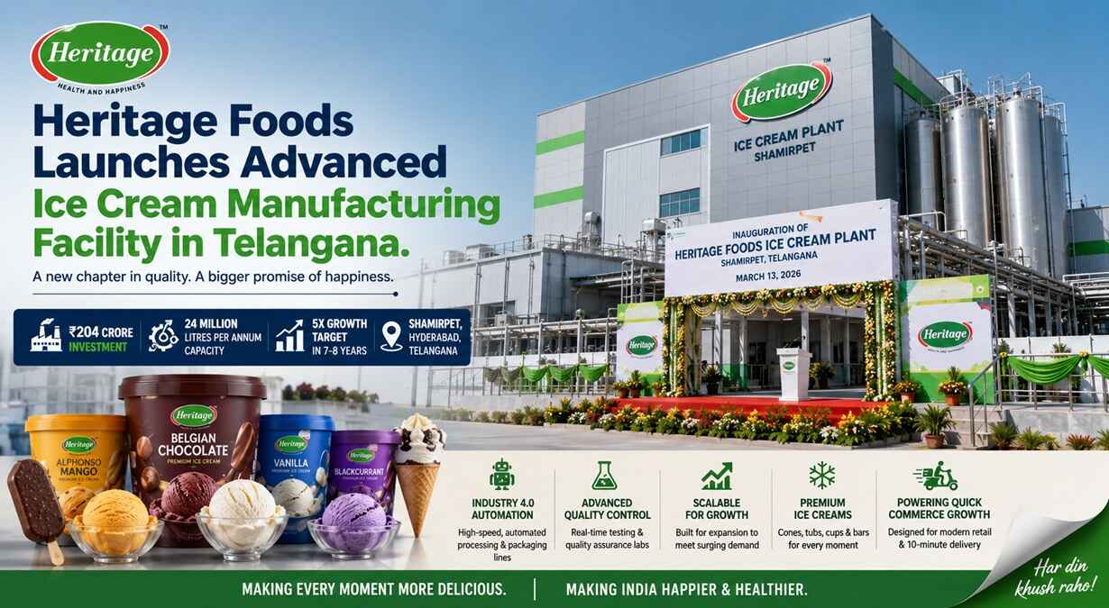 Heritage Foods Launches Advanced Ice Cream Manufacturing Facility in Telangana.