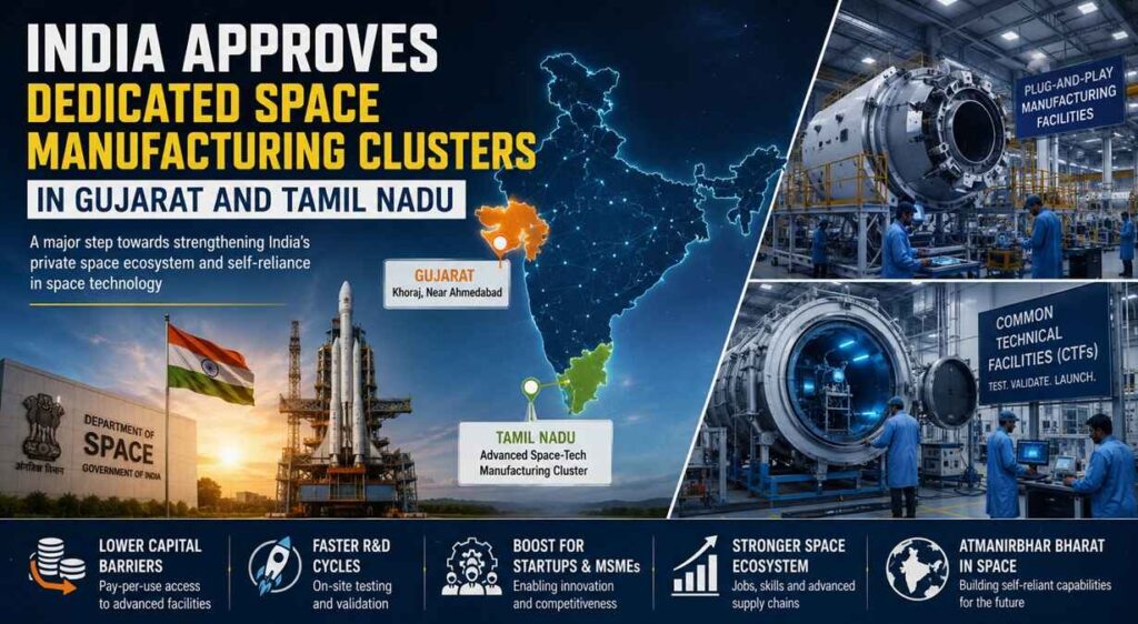 India Approves Dedicated Space Manufacturing Clusters in Gujarat and Tamil Nadu.